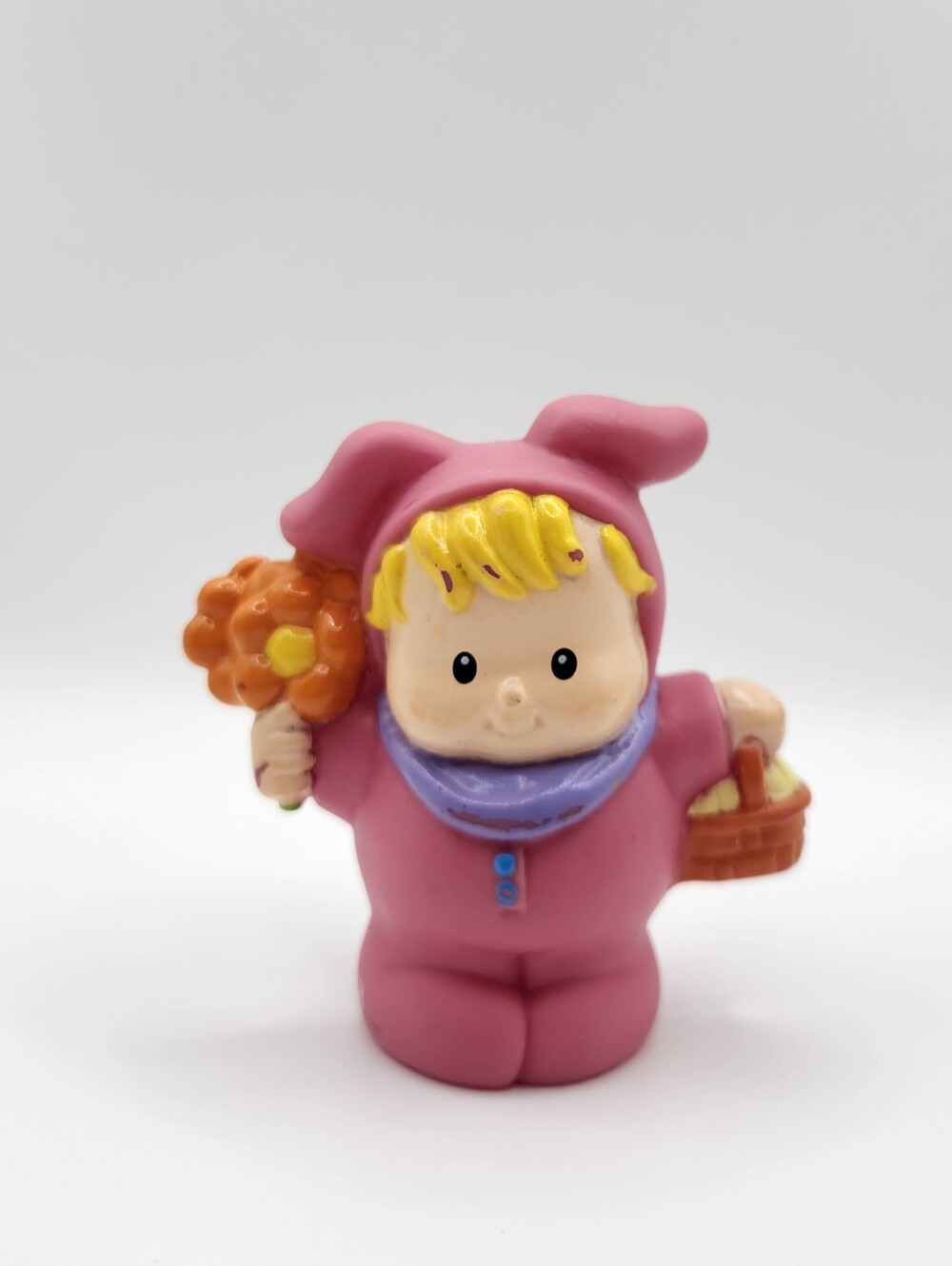 Fisher-Price Little People Easter Eddie Pink Bunny Suit Flower Basket 2002